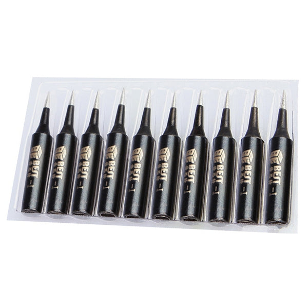10-piece soldering tip set, black handles with chisel tips in clear tray