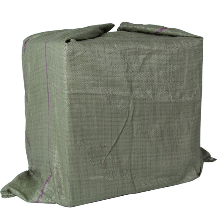 Green cargo packing bag with open top, reinforced panels, and purple stitch lines.