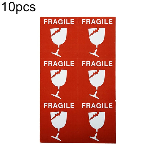 10pcs Self-adhesive English Warning Sticker Fragile Label, Fragile Label
