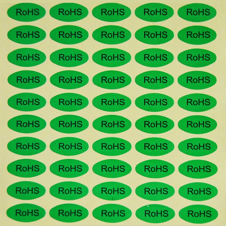 Multiple green oval RoHS self-adhesive label stickers