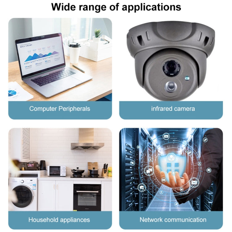 DC power connection cable with application icons for computers, cameras, appliances