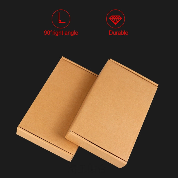 Kraft shipping box corner view with two folded sections, 15x15x5cm