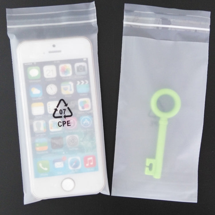 Frosted translucent zip bags with insert showing phone icons and key graphic