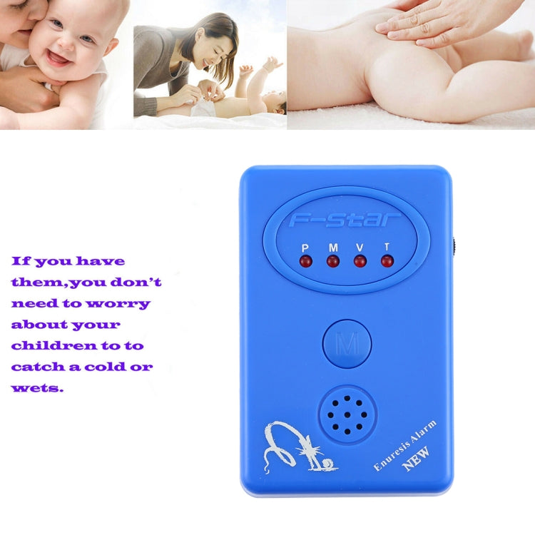 Blue F-STAR enuresis alarm device with control buttons
