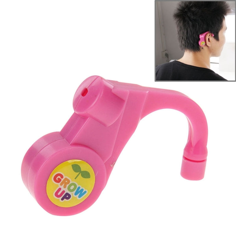 Pink car driver alert clip with circular logo on front