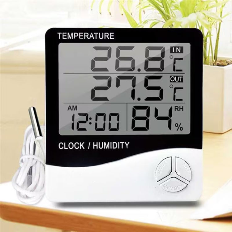 Outdoor / Indoor LCD Digital Electronic Thermometer Hygrometer Alarm Clock, THC-03A