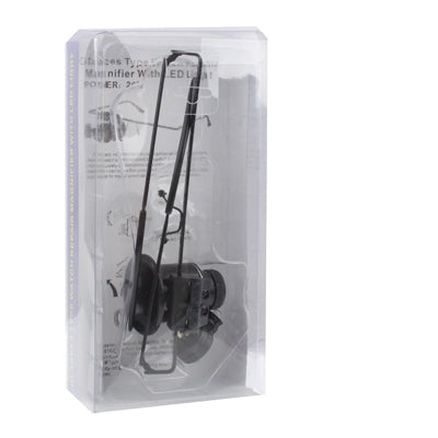 Boxed 20X LED watch magnifier headset with adjustable arms and lens