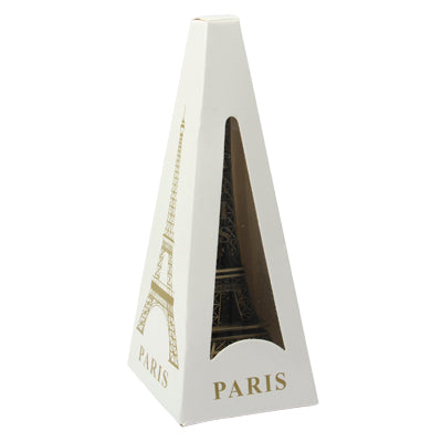 Paris Eiffel Tower gift box, white triangular sleeve with Paris text