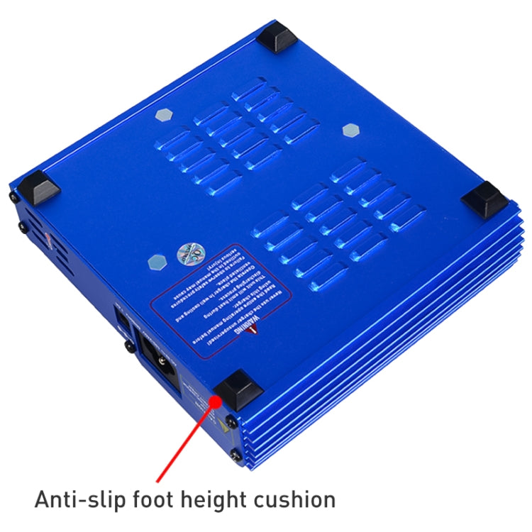 Blue iMAX B6AC charger with anti-slip foot cushion and vented heat sink fins