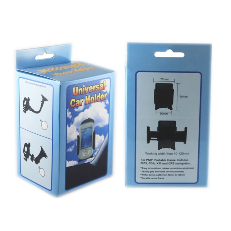 Universal car phone holder retail box for smartphones, blue and white