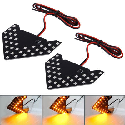 Car side mirror LED arrow turn signal lights, sequential amber LED arrow glow with wires