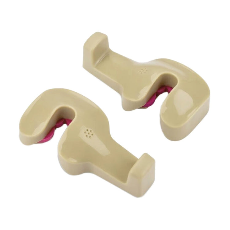 Pair of khaki hidden car hooks with pink inserts