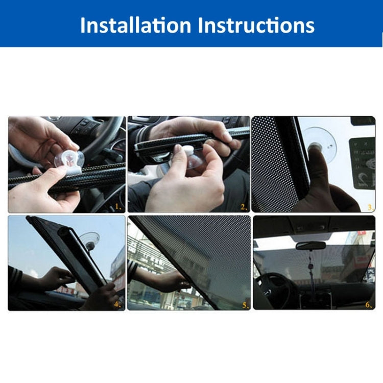 Retractable car sun shade being installed on a side window with suction cups