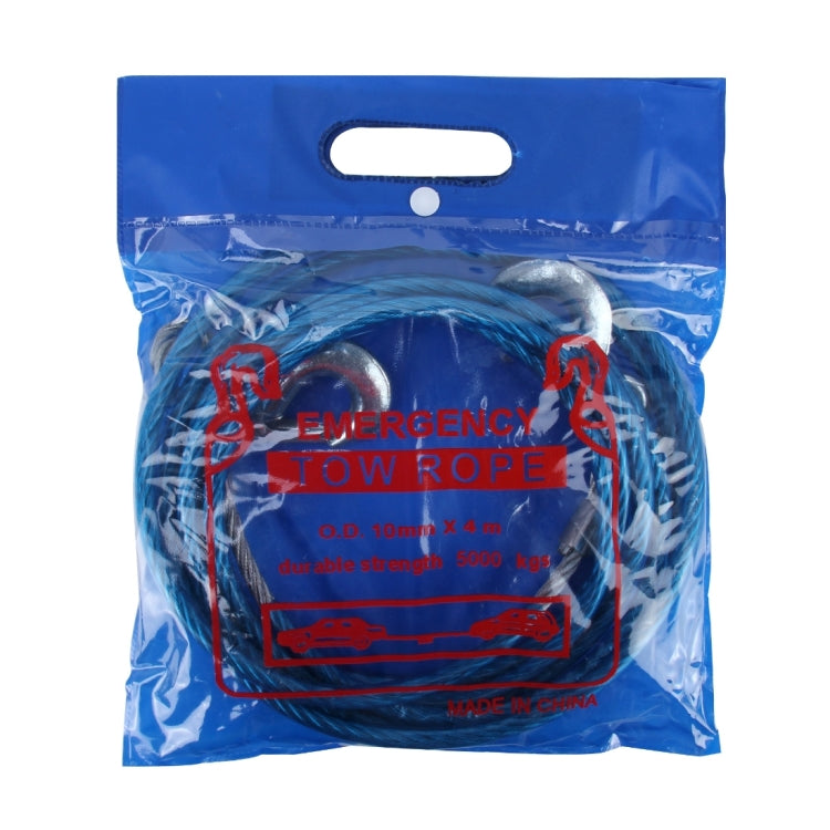 Emergency tow rope in blue package with metal hooks, made in China