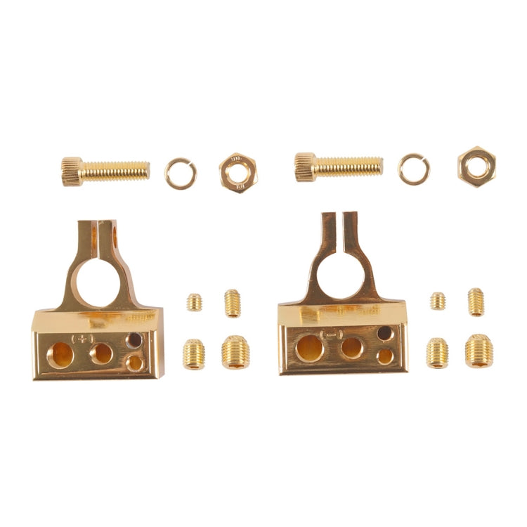 0/4/8 AWG gold battery terminal kit with screws, nuts, washers, and clamps