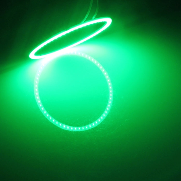 80mm LED angel-eye headlight ring glowing in green light