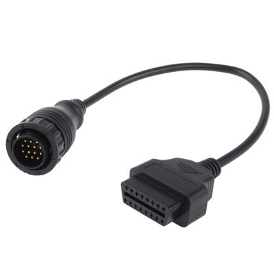 OBDII adapter cable with 14-pin round plug and 16-pin OBDII socket