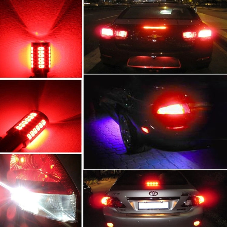 Vehicle brake light bulb set glowing red in multiple angles and brightness views