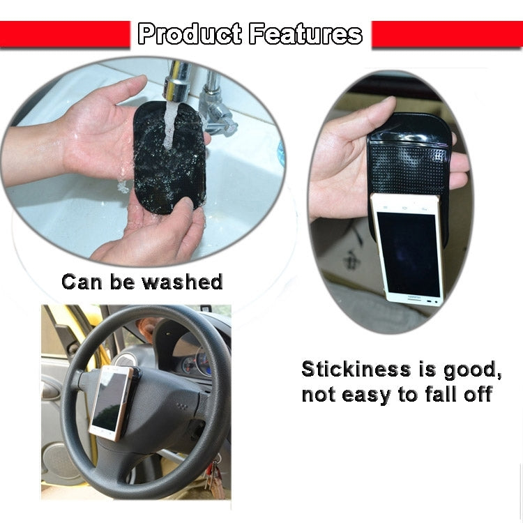Car anti-slip sticky mat pad shown being rinsed and peeled off
