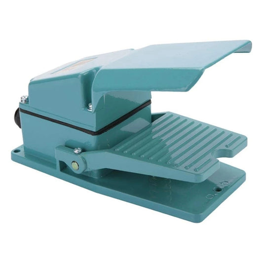 Teal foot control pedal switch with long lever and vented anti-slip step plate