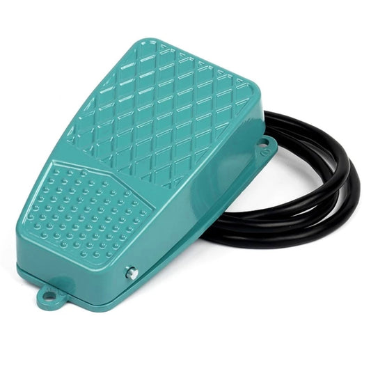 Turquoise anti-slip metal case foot control pedal switch with black power cable