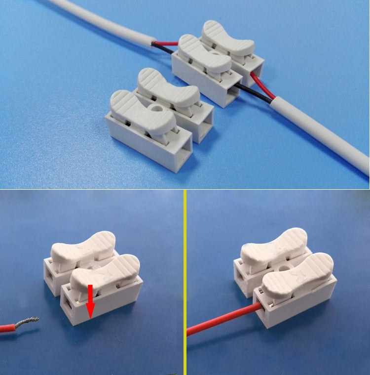 100 PCS 2 Way Push Quick Cable Connector Terminal Wiring Terminal 220V 2A
