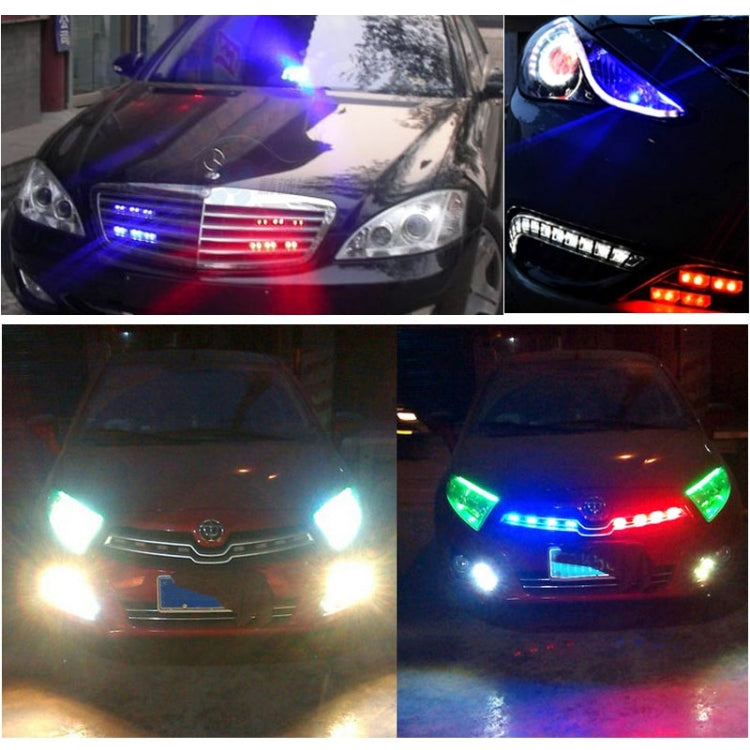 Car LED warning light bars, flashing multi-color LEDs (2-pack, 6 per bar)