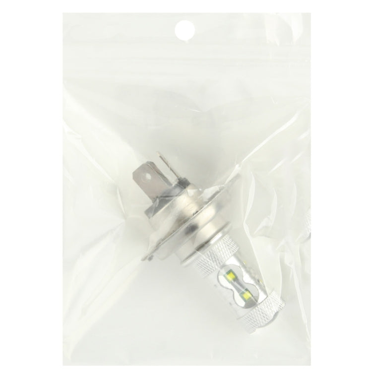 H4 LED fog light bulb in protective bag with silver housing and clear lens