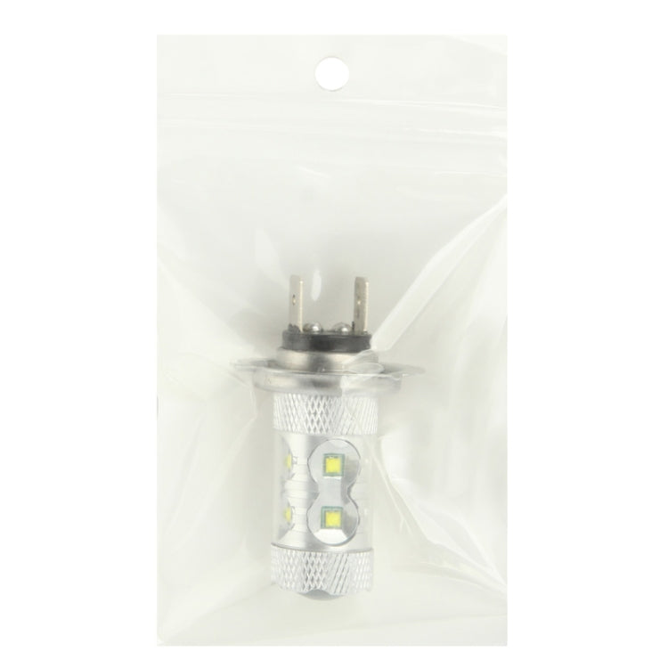 H7 LED fog light bulb in sealed bag, white housing with two yellow LED chips