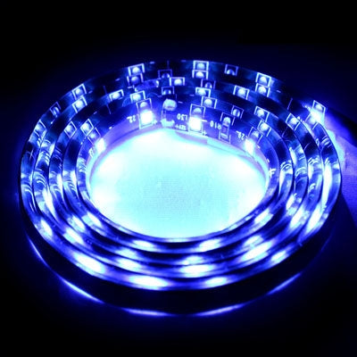 60-LED flexible strip light glowing blue, coiled ring