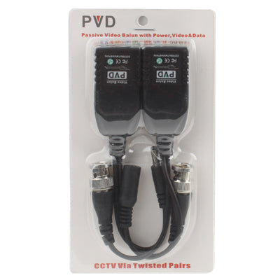 PVD 1-CH passive video balun connector set in retail blister, CCTV twisted pairs