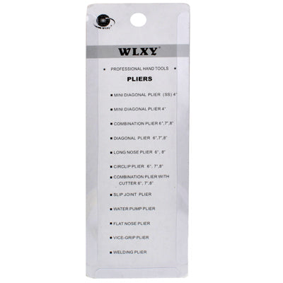 WLXY pliers blister card with tool lineup text and small black plier