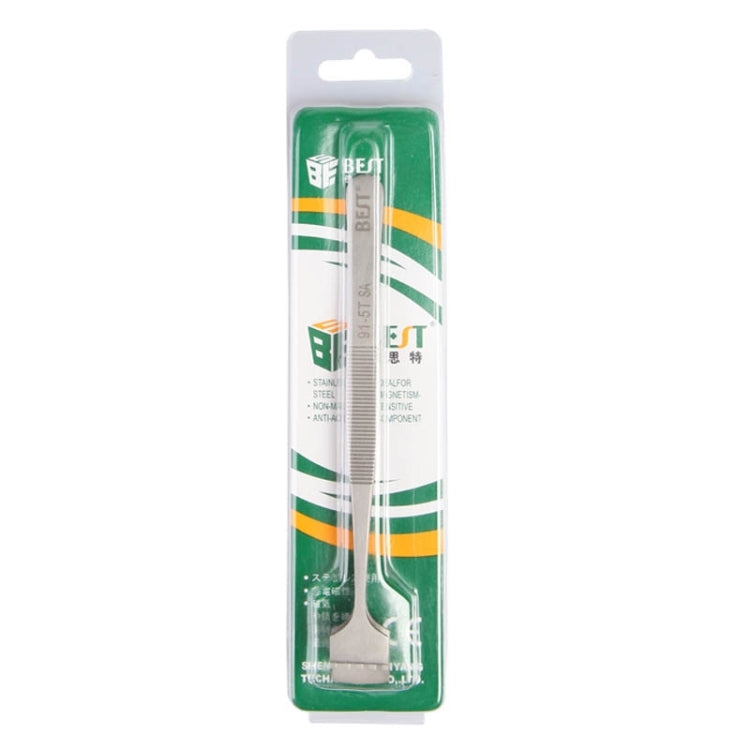 Stainless steel wafer tweezers in a blister package with hanging card