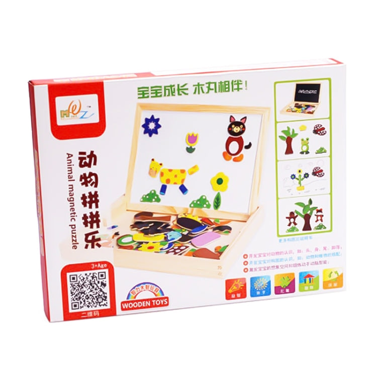 Animal Puzzle Magnetic Double Side Drawing Board, Animal 1