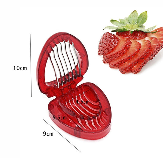 Kitchen Tool Plastic Strawberry Slicer Fruit Knife with Stainless Steel Blade, Strawberry Slicer