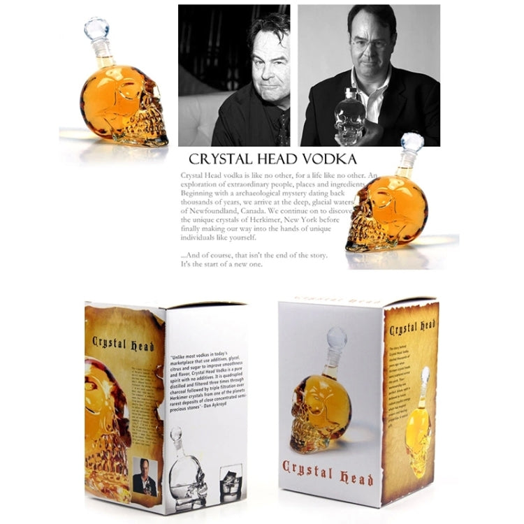 Amber crystal skull bottle with gift box shown, 350 ml