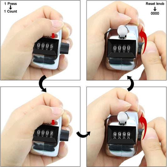 Retro Style 0.8 inch 4-digit Screen Mechanical Manual Metal Counter, Manual Metal Counter