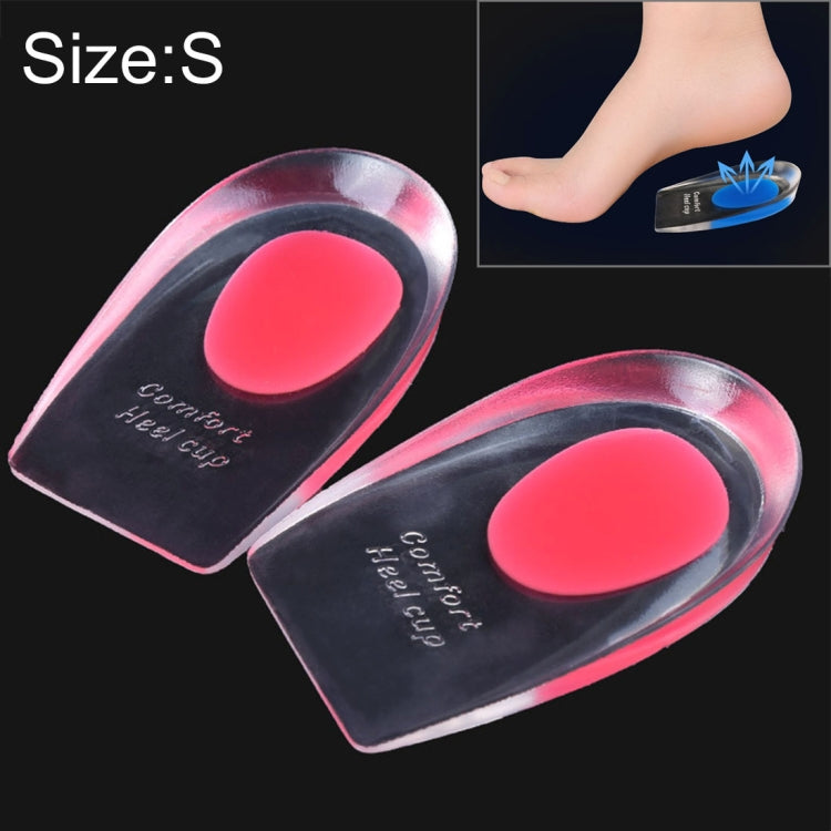 Pink silicone comfort heel cups, U-shaped pads, size S, pair