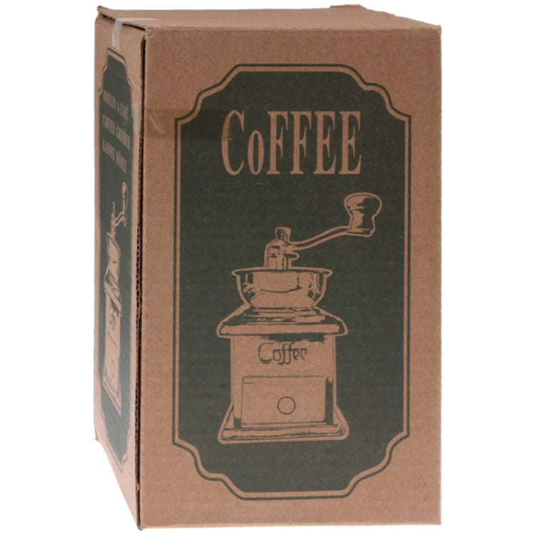 Coffee grinder retail box with Coffee graphic and grinder illustration
