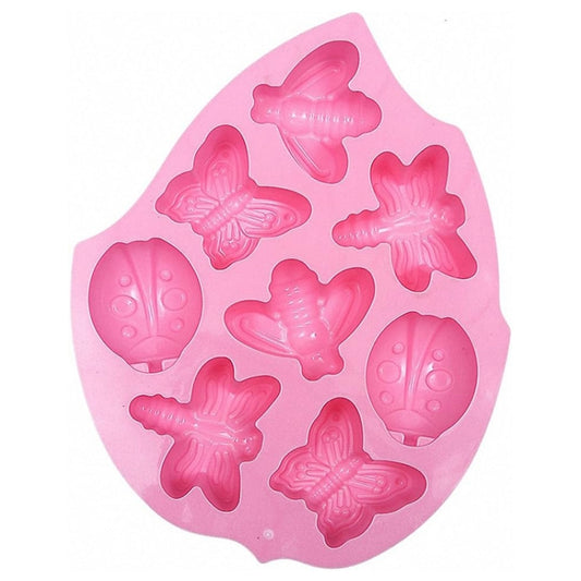 8-in-1 Insect Butterfly Dragonfly Beetle Shaped Silica Cake Mold, 8 In 1(Pink)