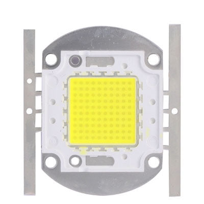 LED lamp module with round heatsink, yellow square PCB, two side mounting rails