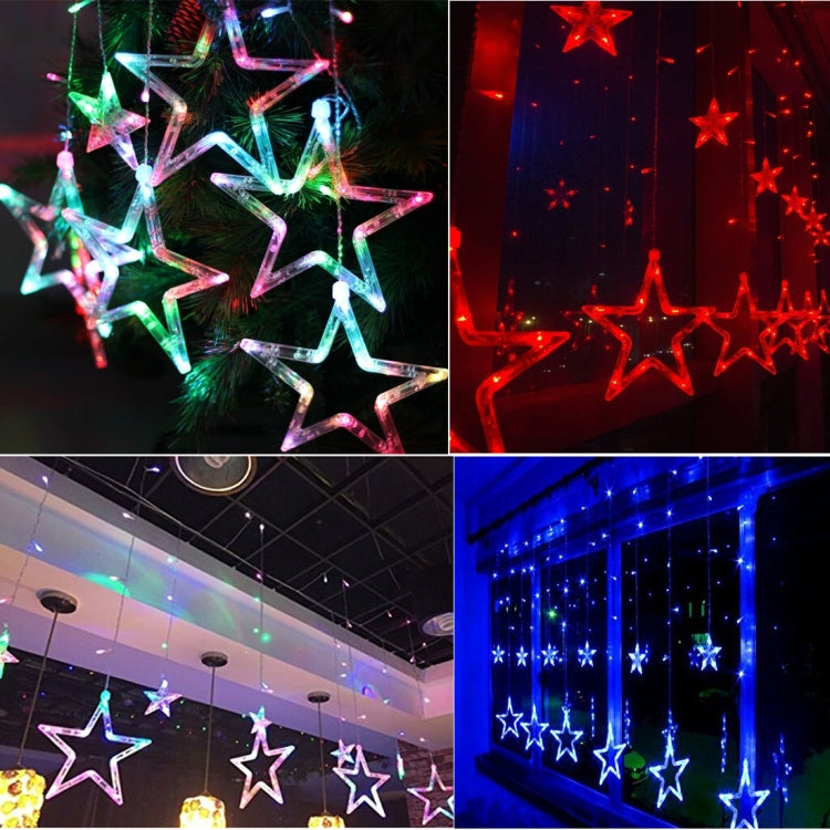 Multi-color hanging star curtain light set with glowing LED star decorations