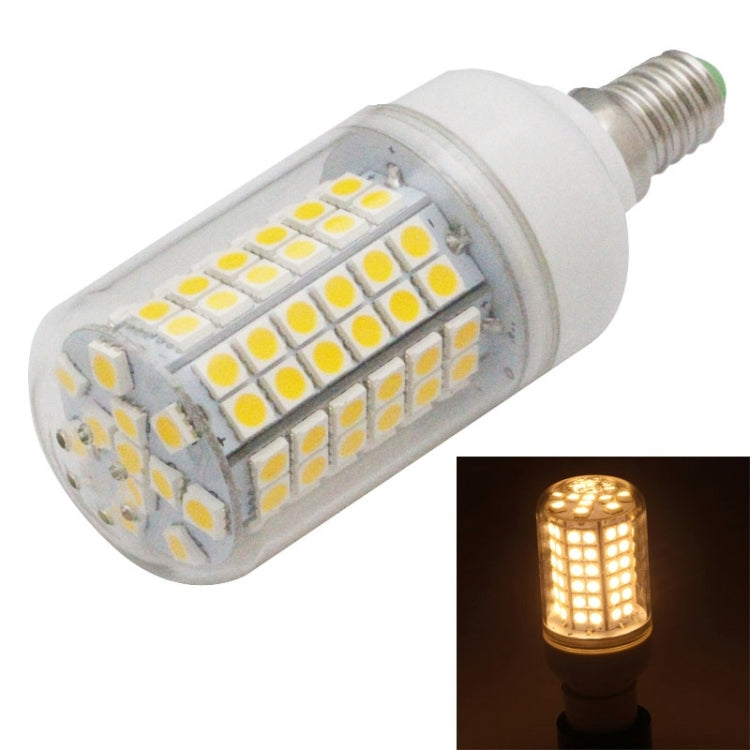 E14 LED corn bulb with warm white LED array and amber glow inset