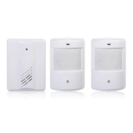 Wireless PIR doorbell alarm detector, white wall plug-in unit with speaker grille