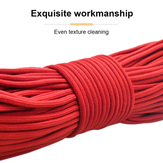 Red tent rope coil bundle with tightly wound strands