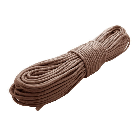 Coffee-brown tent rope bundle, tightly coiled