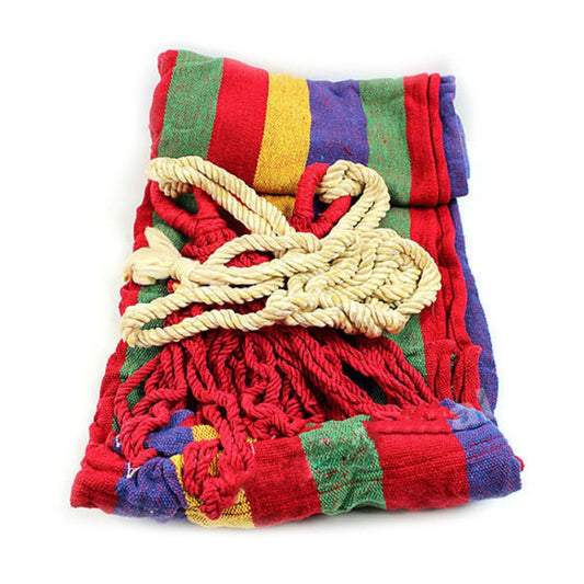 Strip Single Camping Outdoor Canvas Hammock, Size: 185cm x 80cm, 185cm x 80cm (Red), 260cm x 100cm (Blue)