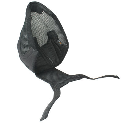 Black fencing wire guard mask with mesh face guard and chin strap