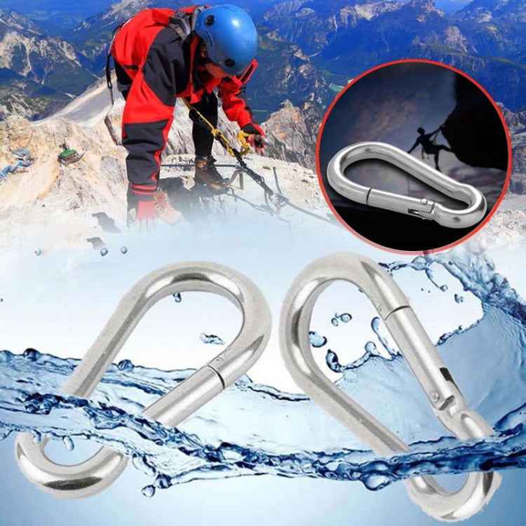 Stainless steel locking carabiners with oval loops, shown in a set