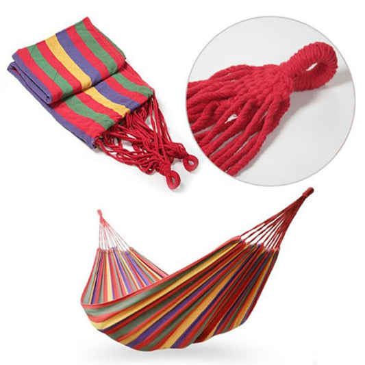 Red Stripe Single Widening Camping Outdoor Canvas Hammock, Size: 190cm x 100cm, 190cm x 100cm (Red)